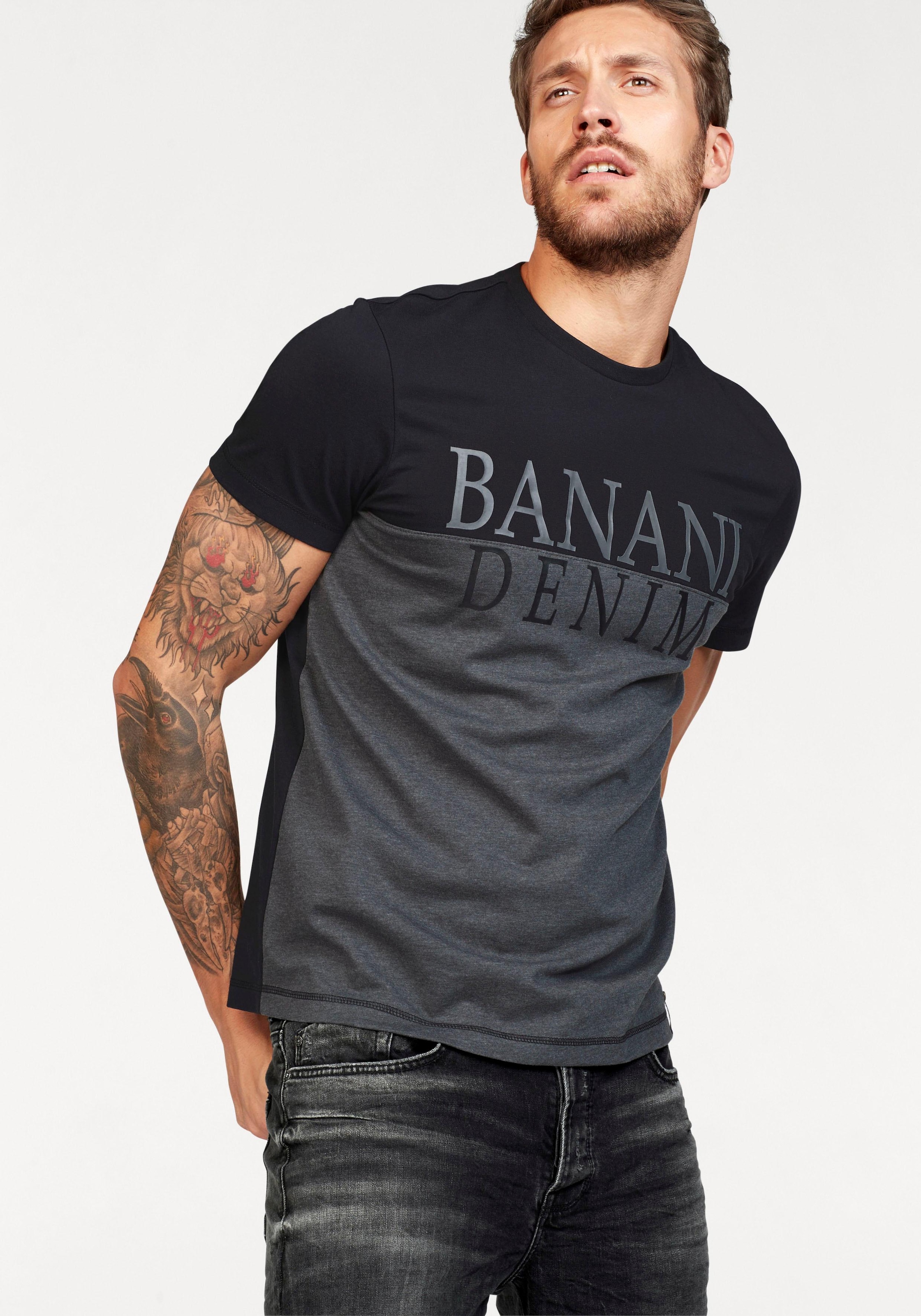 Bruno Banani T-Shirt , kurzärmelig,  schmal geschnitten,  Casual-Stil,  aus Baumwolle