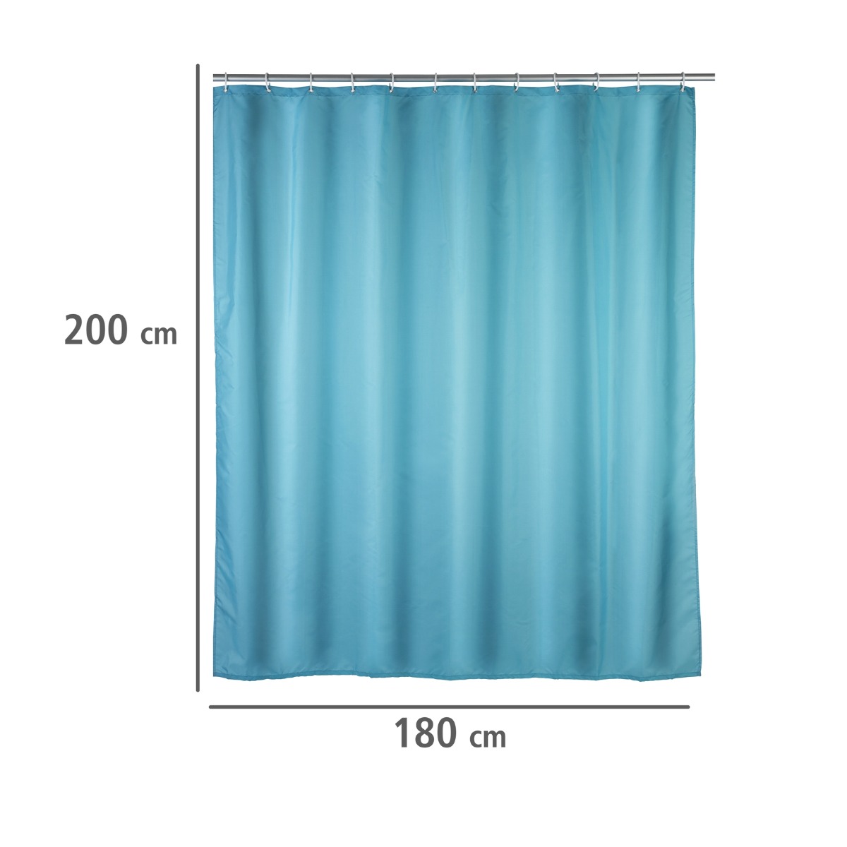 Wenko anti-schimmel douchegordijn 180x200cm polyester uni blauw inclusief ringen
