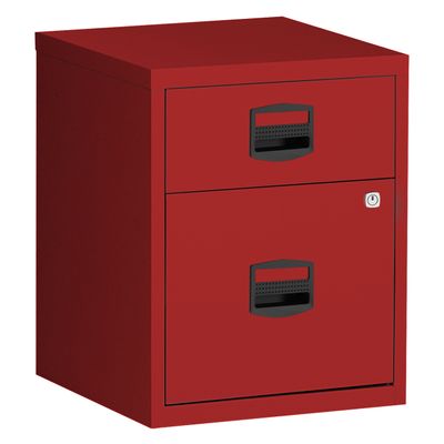 Caisson mobile métallique monobloc - H52 x L41 x P40 cm - 2 tiroirs - rouge