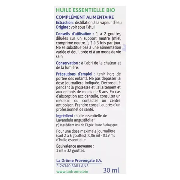 Óleo Essencial de Lavanda Orgânica Fina Ladrome 30ml