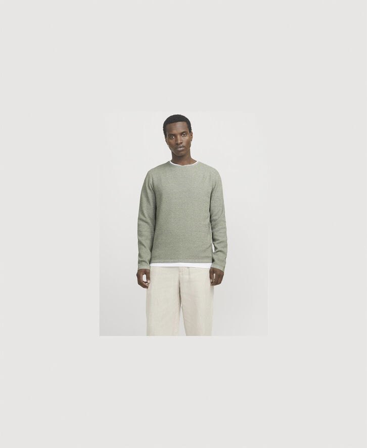 Jack & Jones JJEGEORGE KNIT CREW NECK NOOS Iceberg green/w. cloud dancer