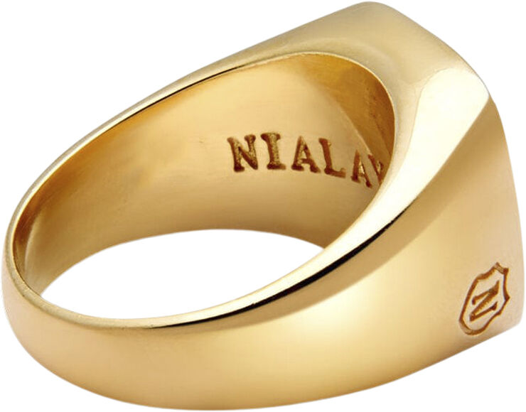 Nialaya Men's Gold Plated Signet Ring with Onyx Gold