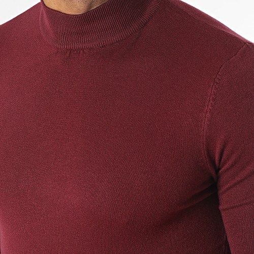 Pull Col Cheminée Bordeaux