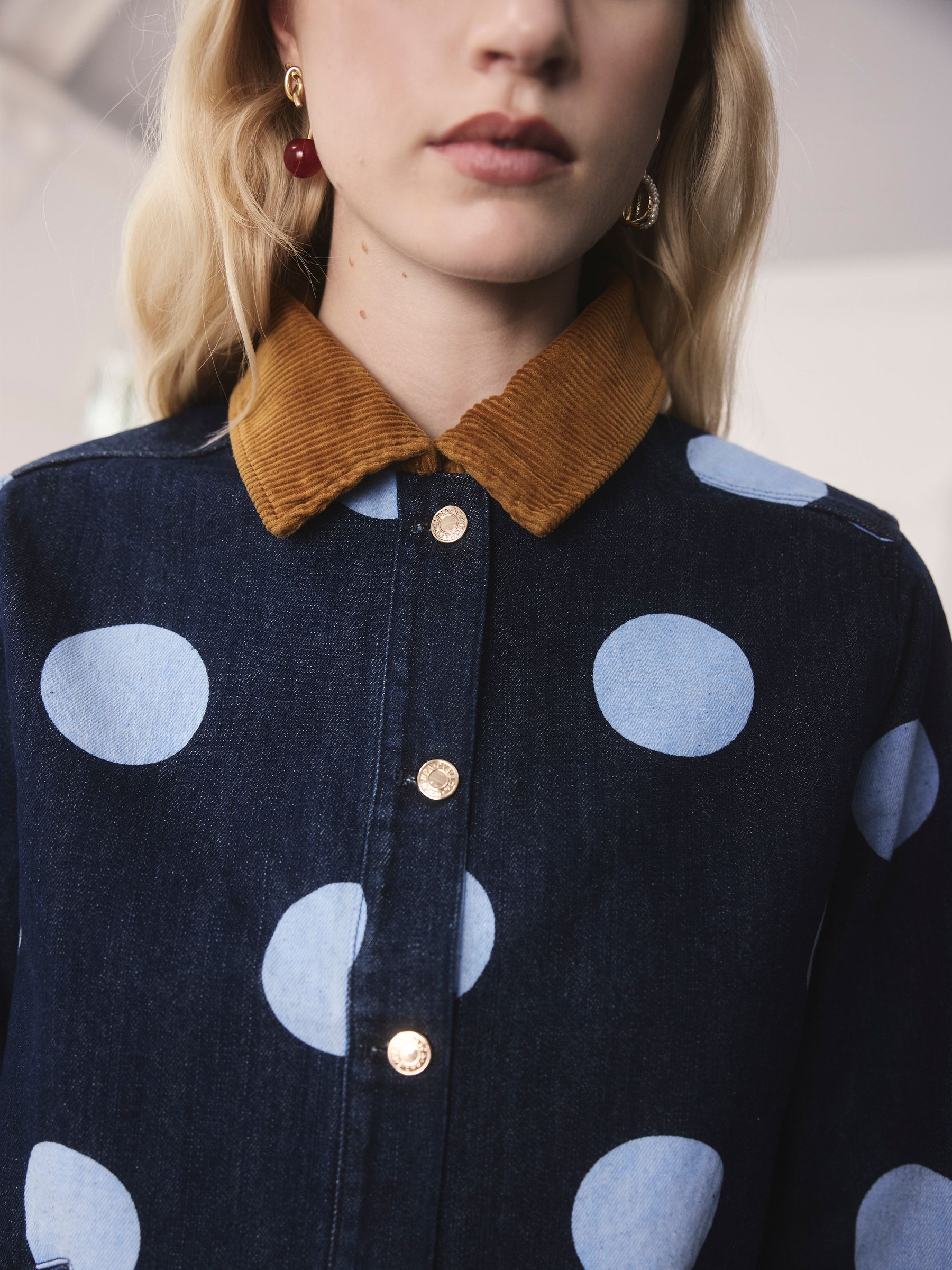 Blauw met stippen - Cath Kidston Collared Twill Jacket