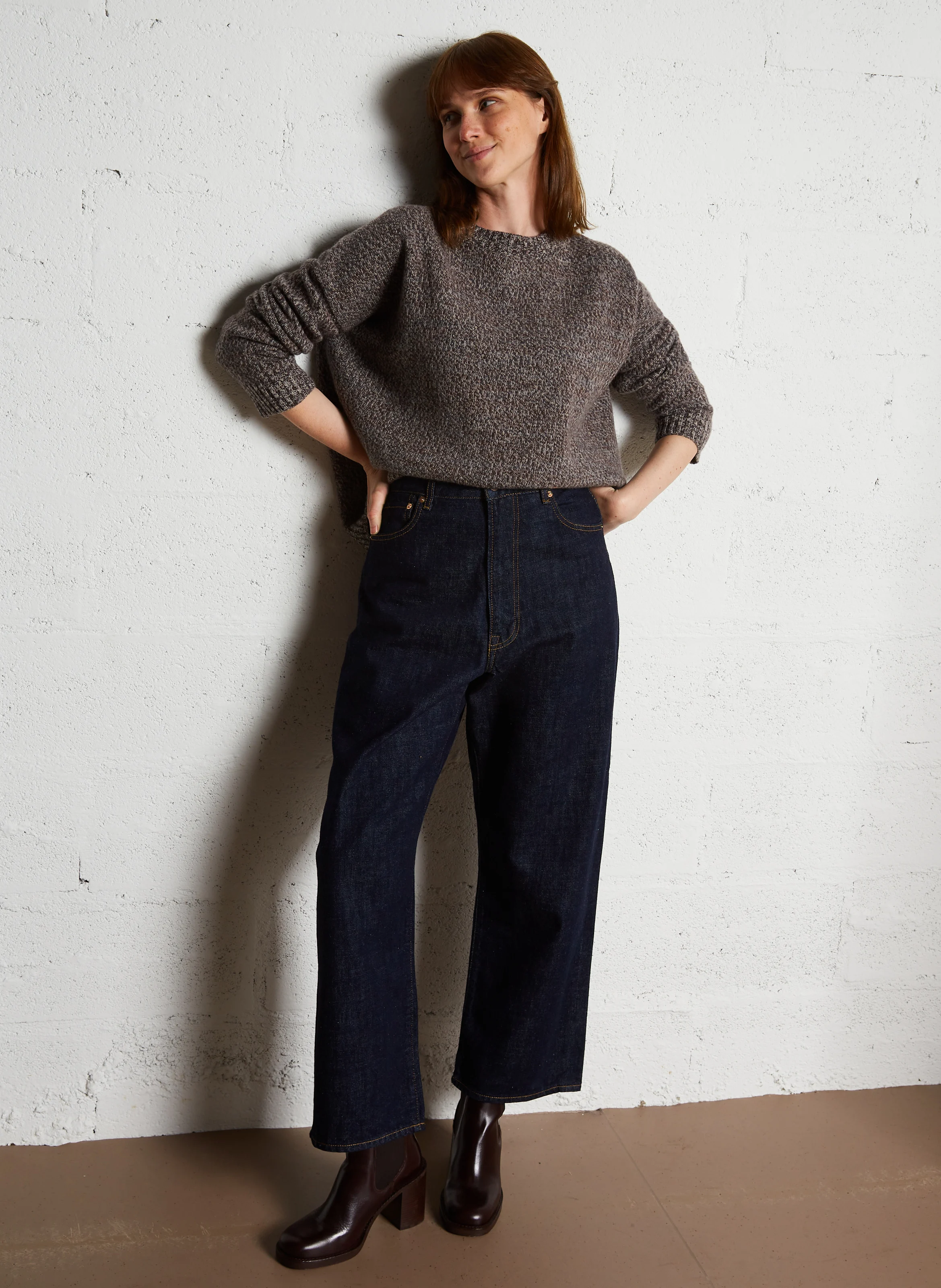 MOXA - Pull oversize col rond en laine | Marron