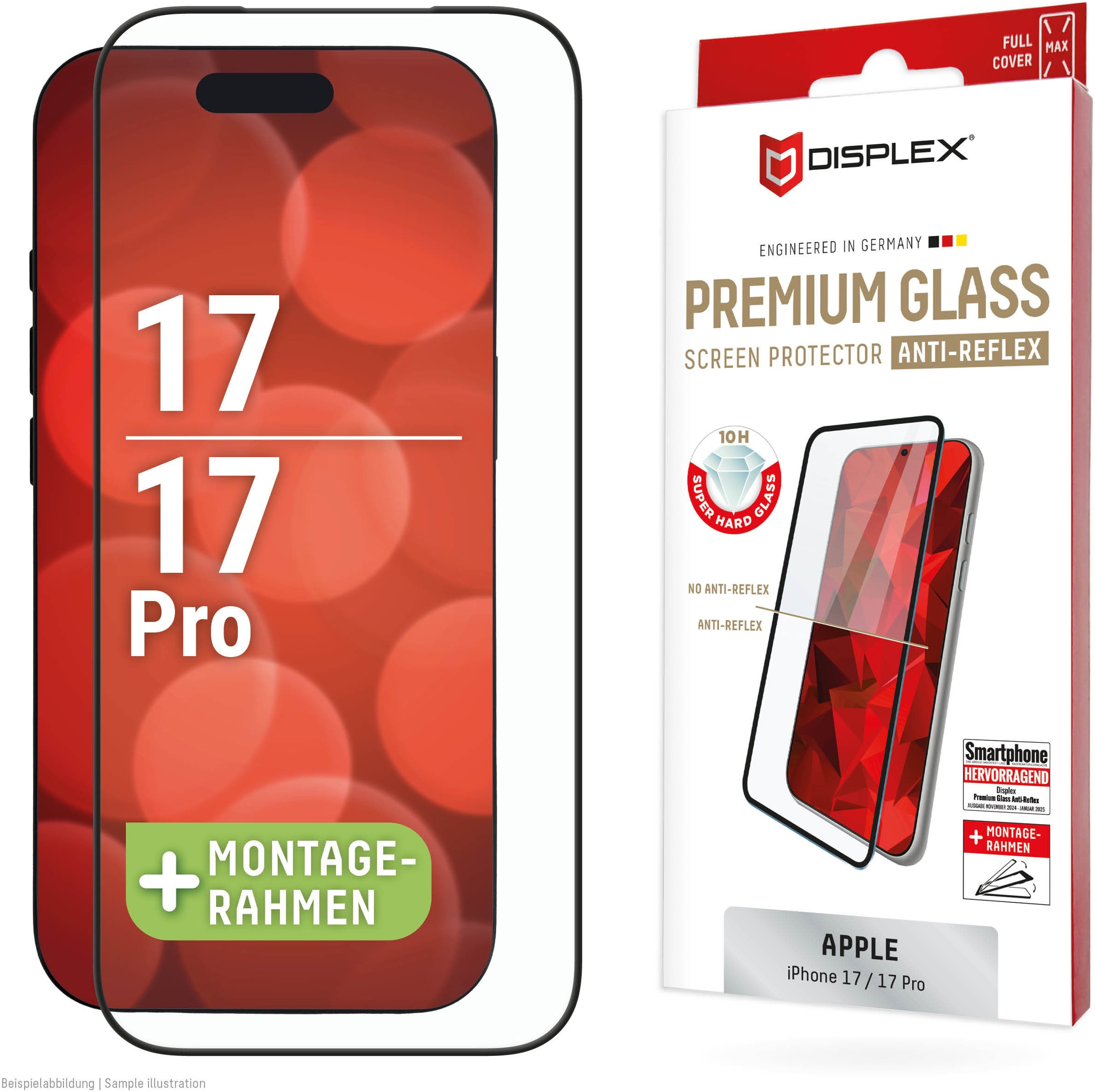 Displex Displayschutzglas »Premium Glass Screen Protector Anti-Reflex« für Apple iPhone 17 Pro Displayschutzfolie, Schutzfolie, Bildschirmschutz, kratz- & stossfest