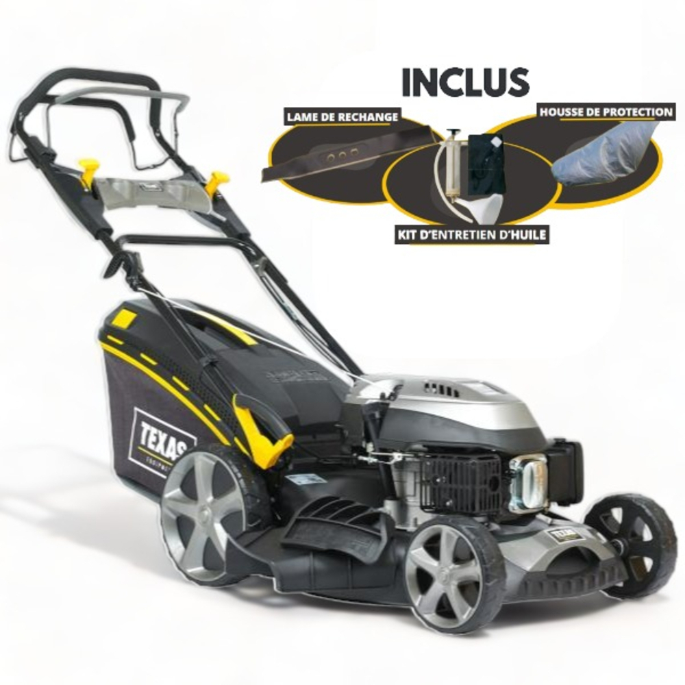 Tondeuse thermique tractée 173 cc 4,3cv, largeur de coupe de 51 cm, fonction mulching, avec pack d'accessoires - texas rl515tr/w