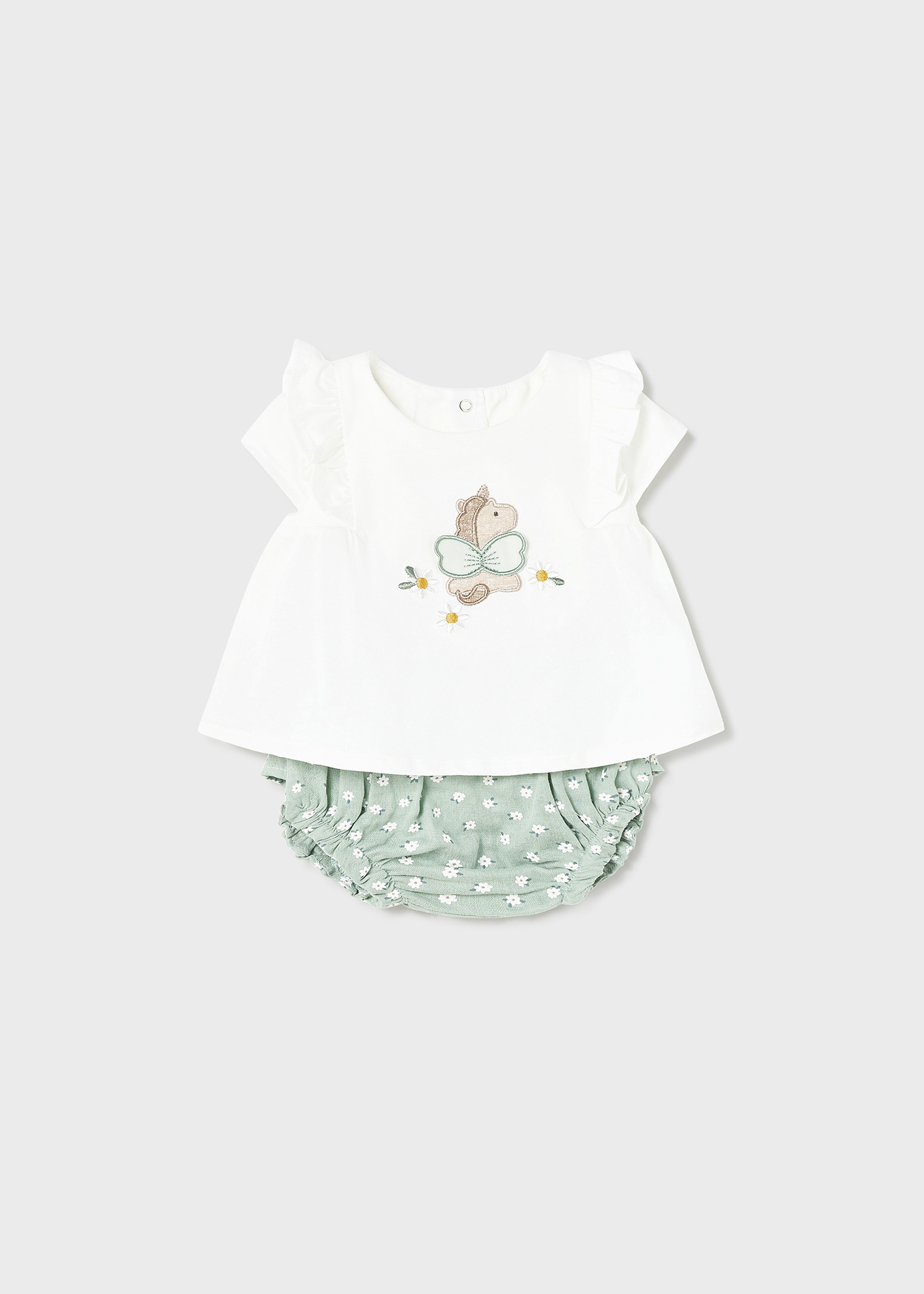Conjunto de 2 peças em algodão sustentável para recém-nascidos.
