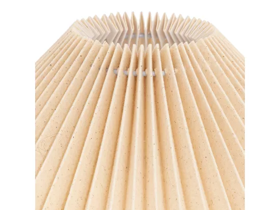 Lampe à poser en porcelaine Beige moucheté et abat-jour en Tetron coton H 38 cm