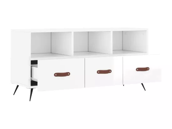 Meuble TV Blanc brillant 102x36x50 cm Bois d'ingénierie