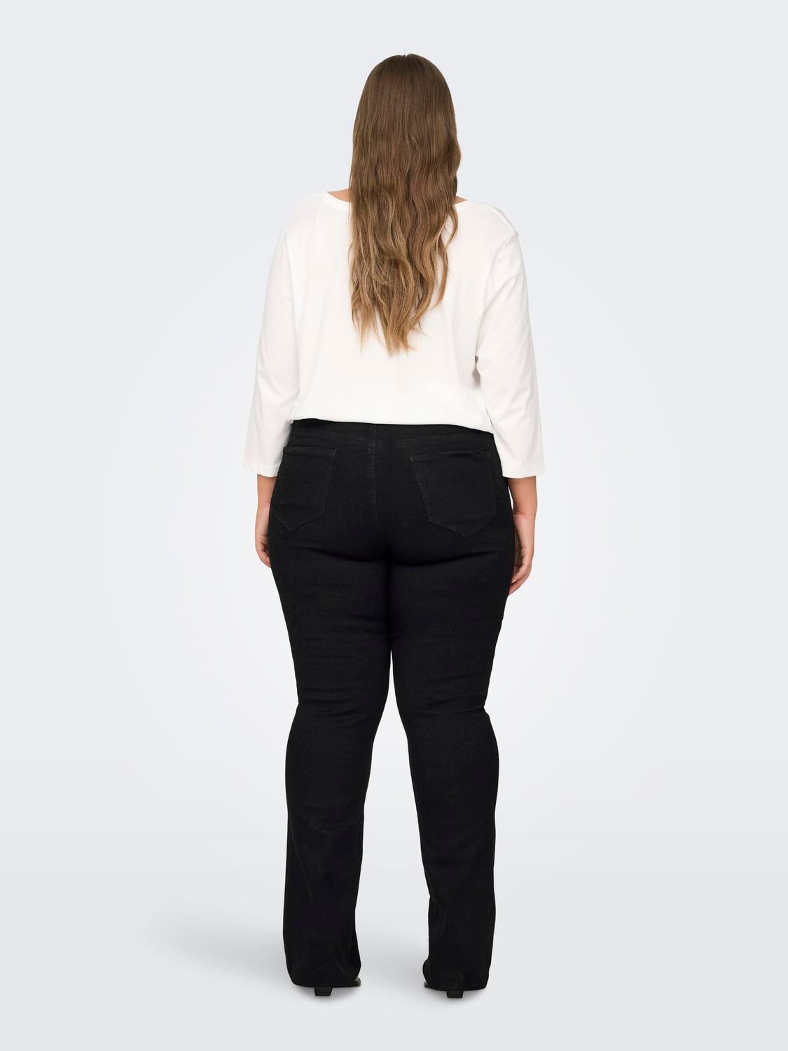 CARSALLY Hohe Taille Ausgestellt Jeans Black