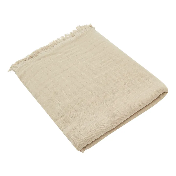 Autumn Plaid Loulou frangé en double gaze de coton bio | Brun