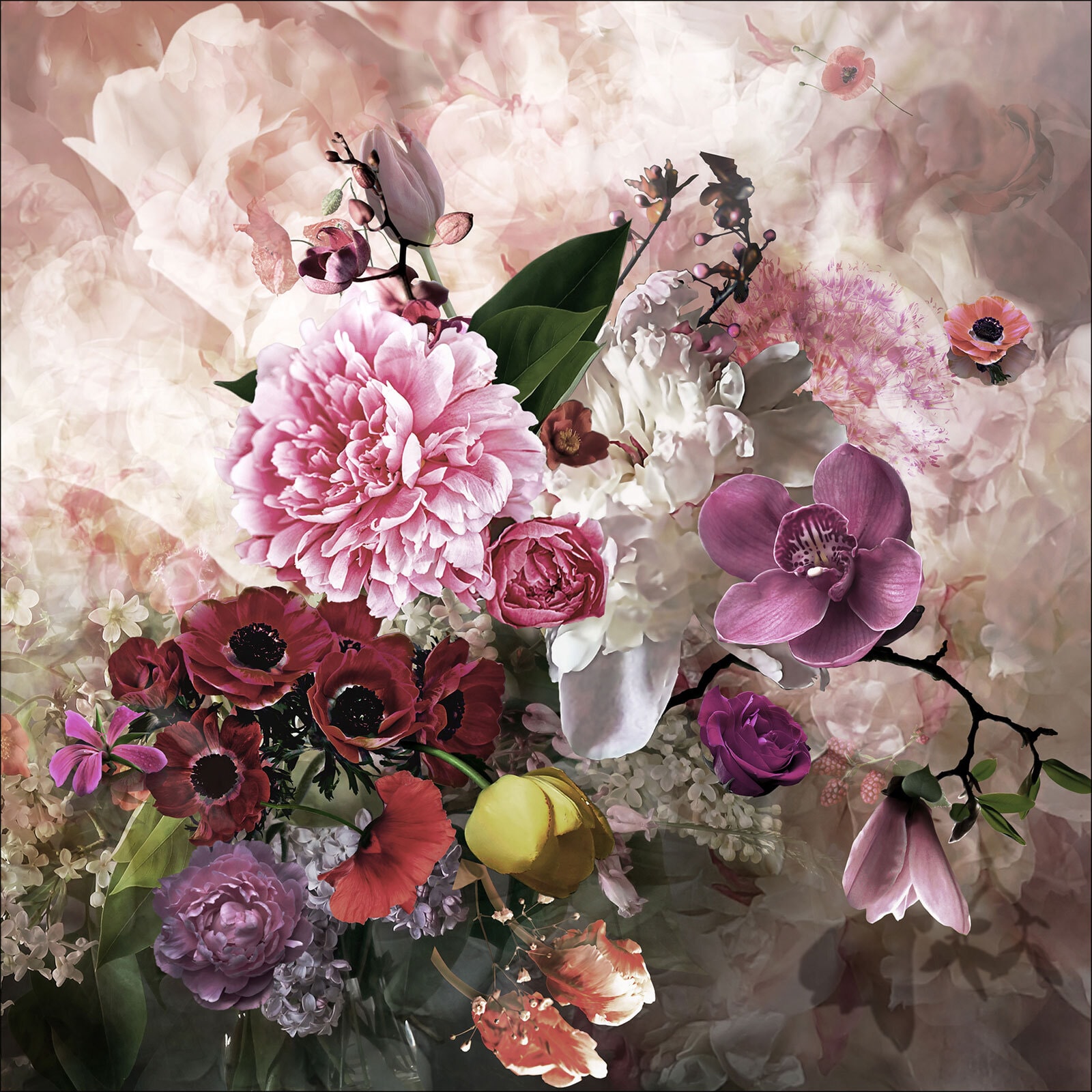 PRO ART Canvas-Art Bild COLOURFUL BAROQUE FLOWERMIX27 x 27 cm mehrfarbig