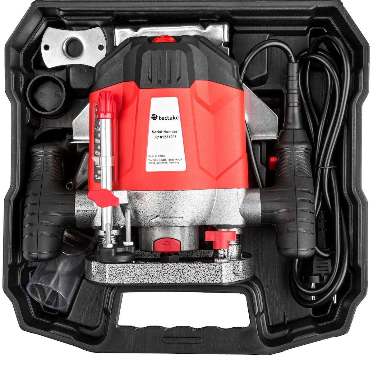 Overfreser 1200 W inklusive tilbehør - rød