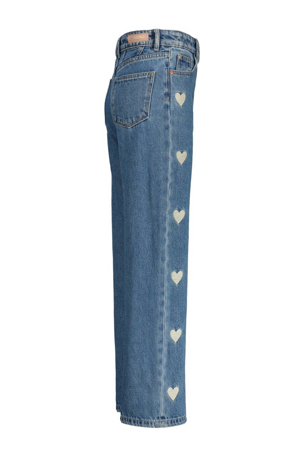 Vingino high waist wide leg jeans Cato Heart met hartjes light vintage