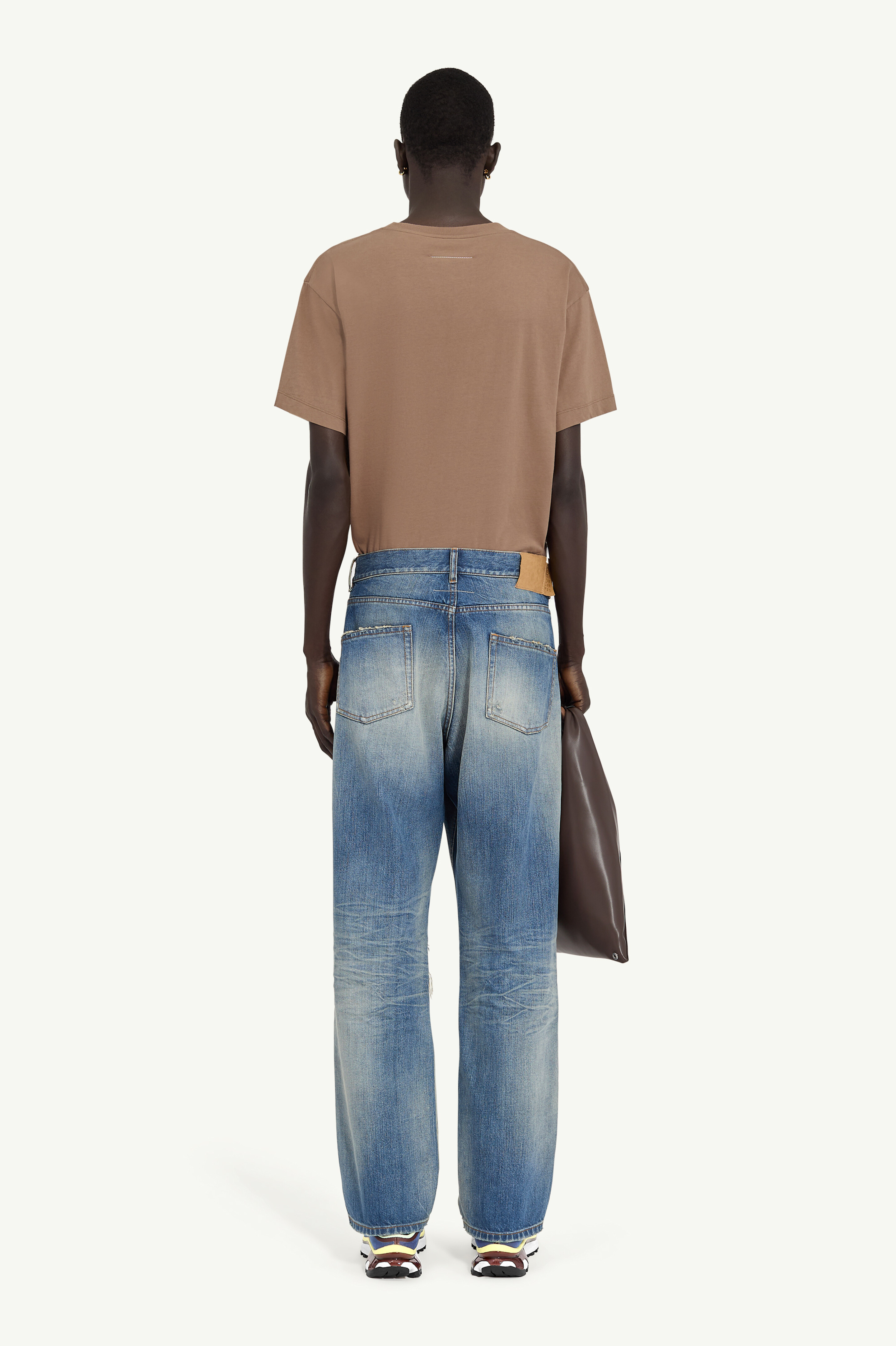 Blue Distressed Straight-leg Jeans