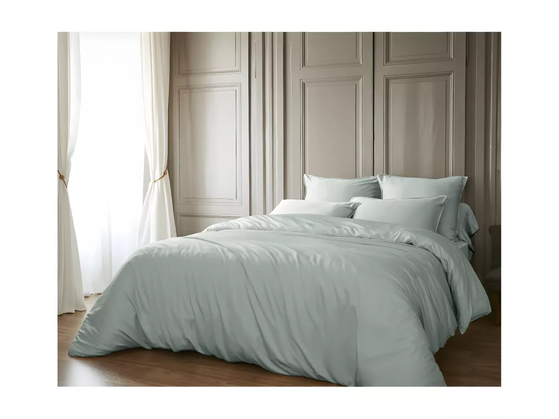 DALIA - Taie de Traversin 185x85cm 100 % Viscose de Bambou Vert d'Eau