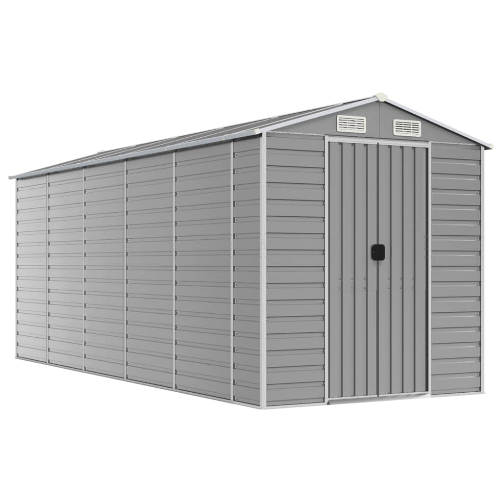 Abri de jardin gris clair 191x470x198 cm acier galvanisé