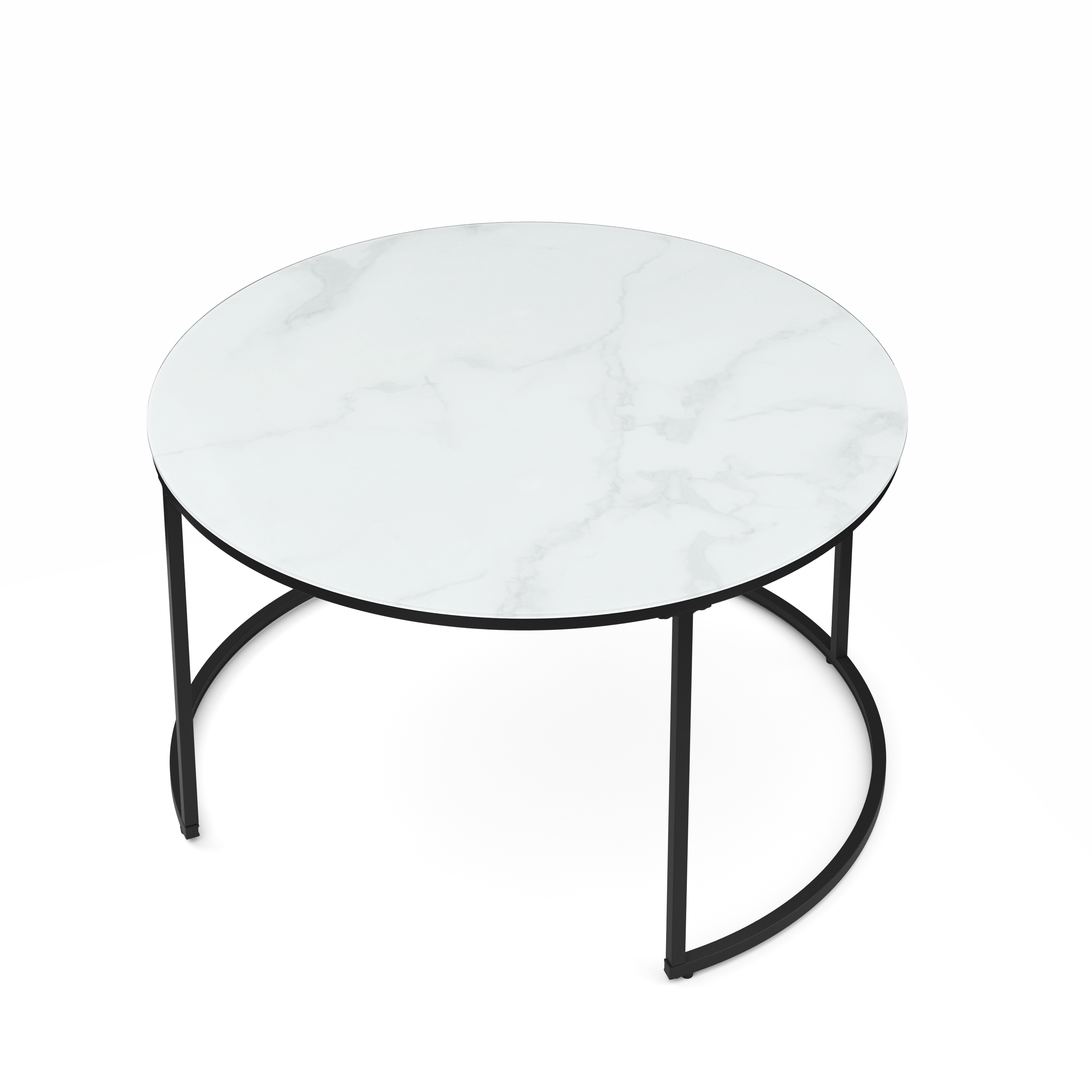 Beistelltisch Glas AMAYA rund 2-teilig weiss/schwarz