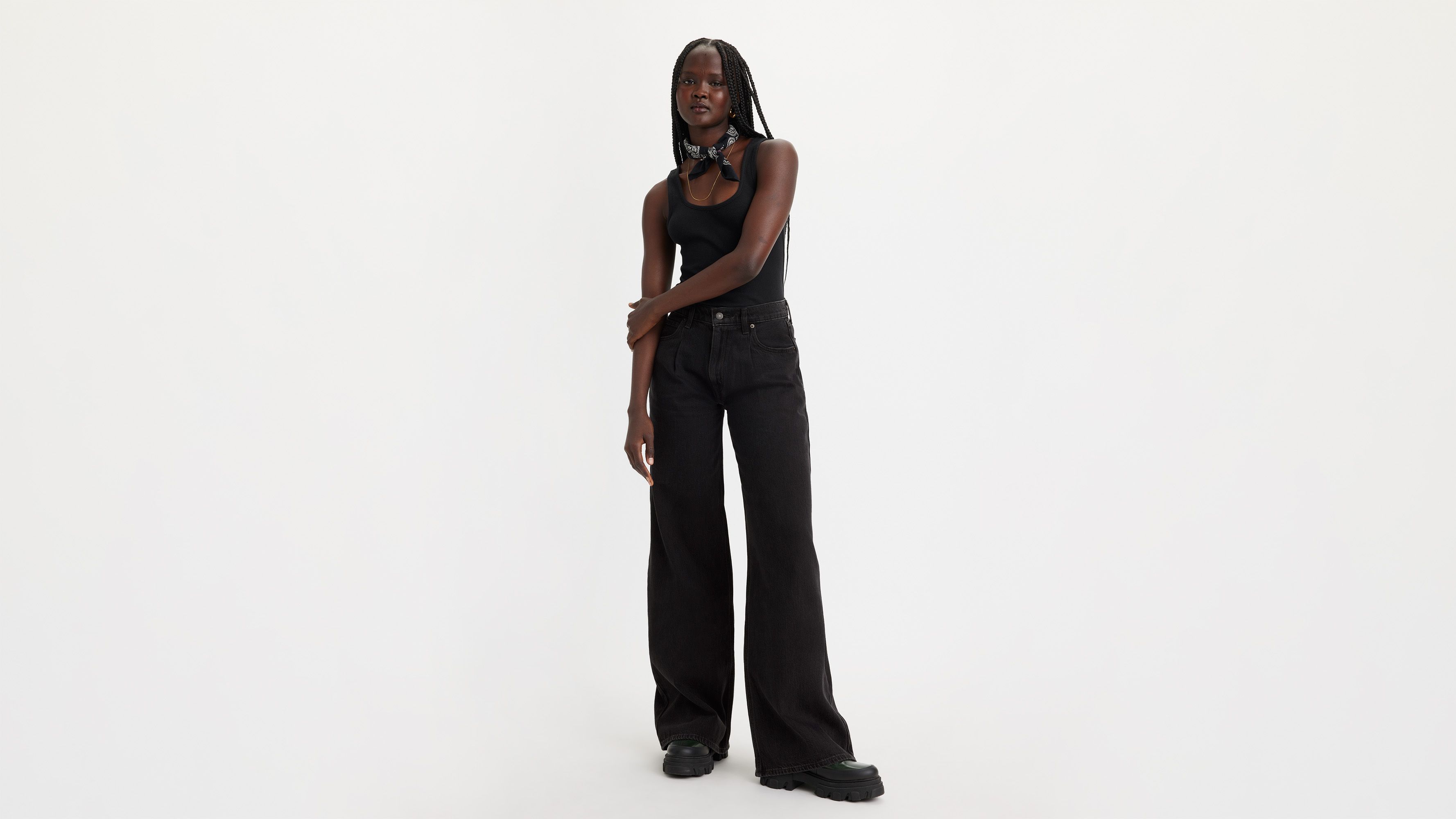 Jean Baggy Dad Wide Leg Lightweight - Capturing Moments - Noir