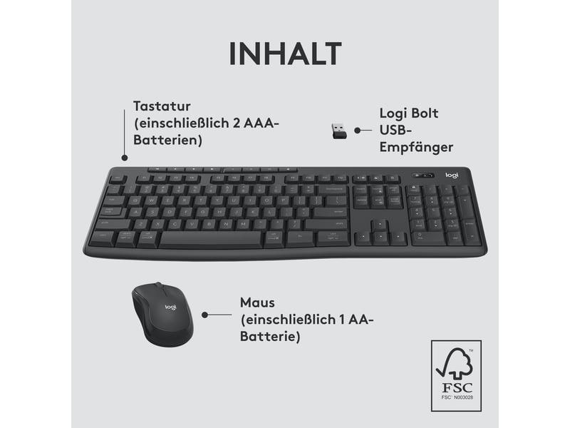 Logitech MK370 for Business Kabellose Tastatur und geräuscharme Maus