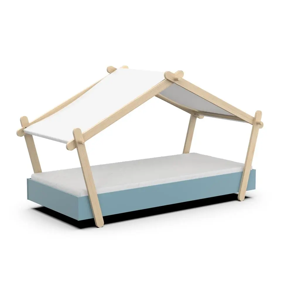 CBA Kinderbed Lodge - 223,2 x 105,5 x 129,7 cm - Blauw-Wit