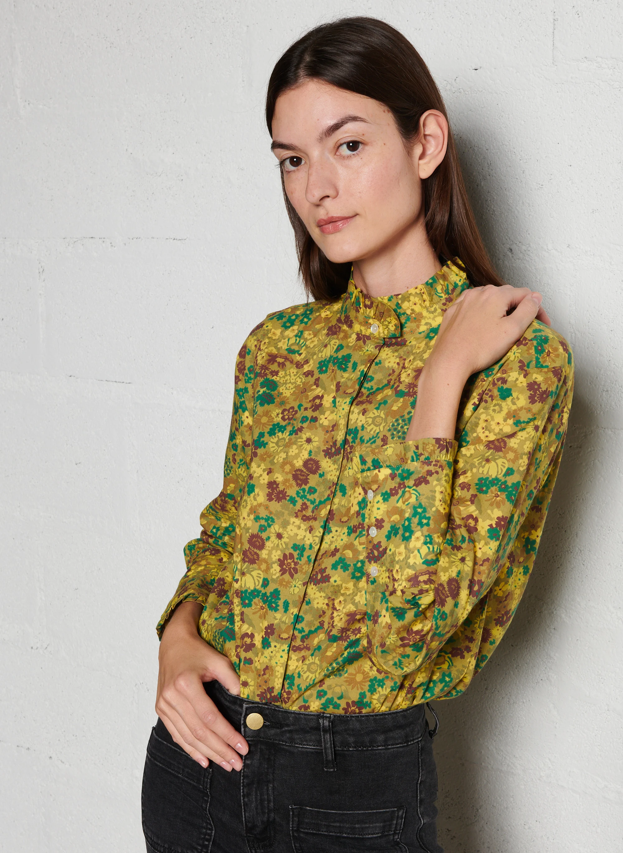 LIBERIA - Chemise colà volant en coton | Vert