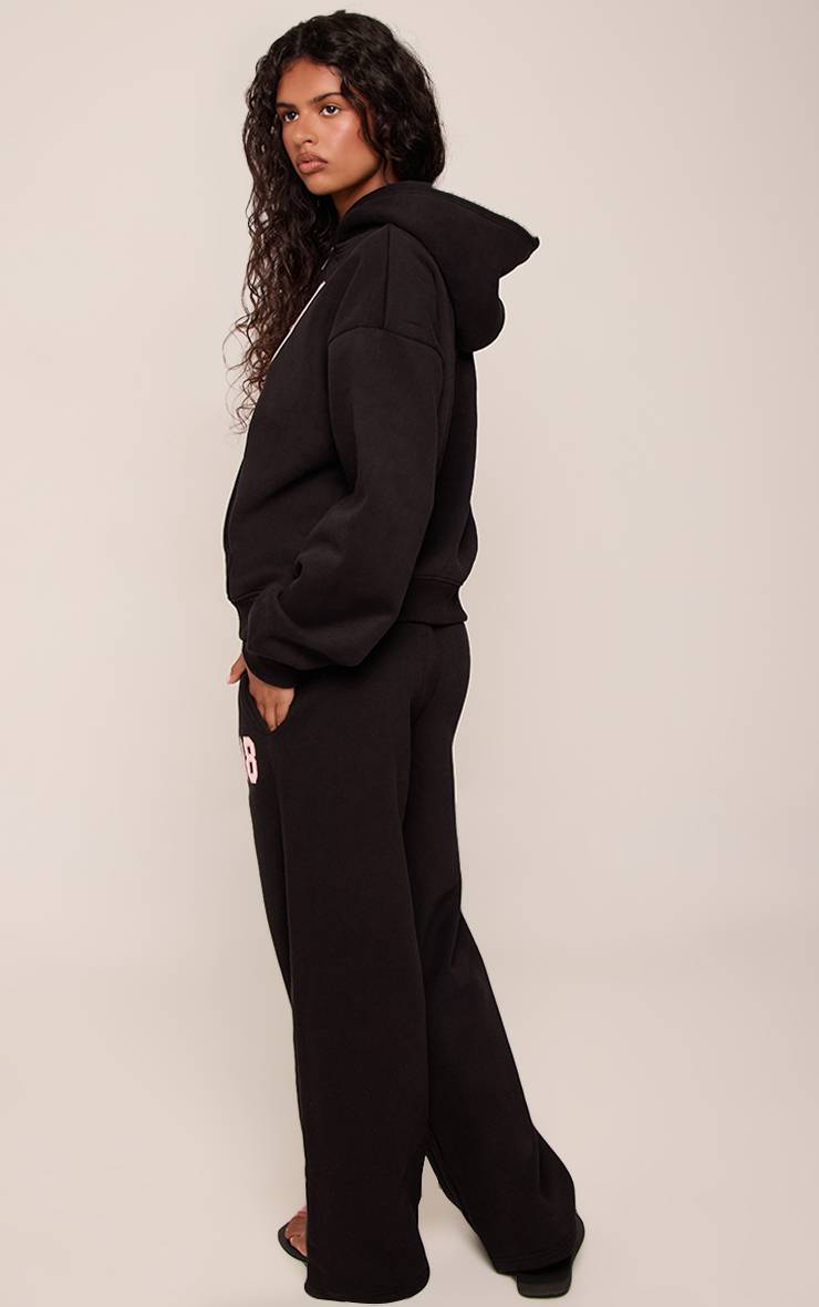 Rose Jogging Jambes Larges Noir Avec Imprimé 88