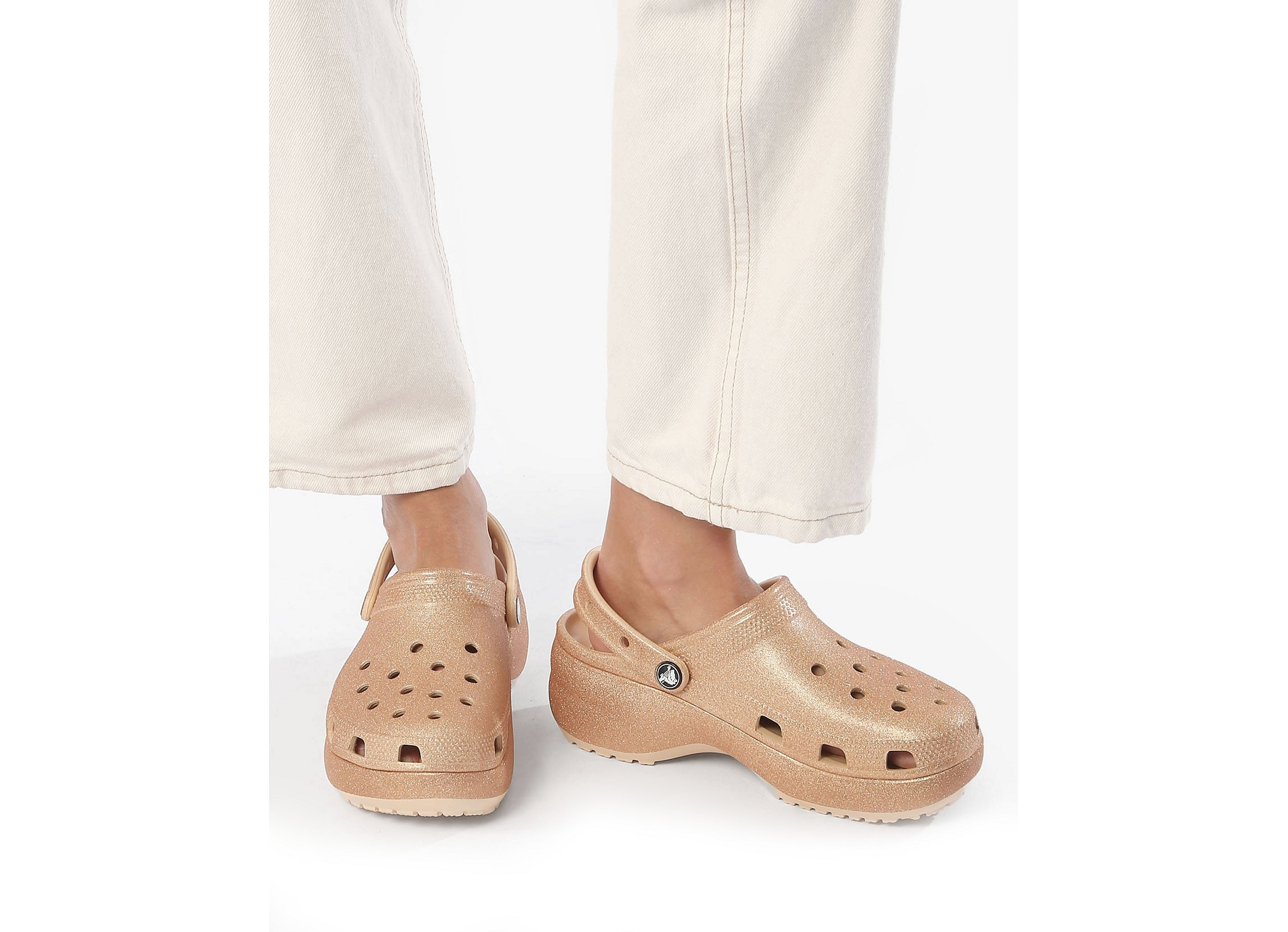Classic platform glitter clog cuivre