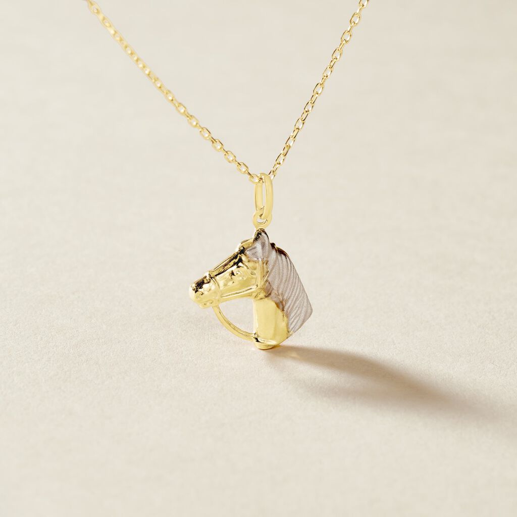 Pendentif Egide Cheval Or Bicolore