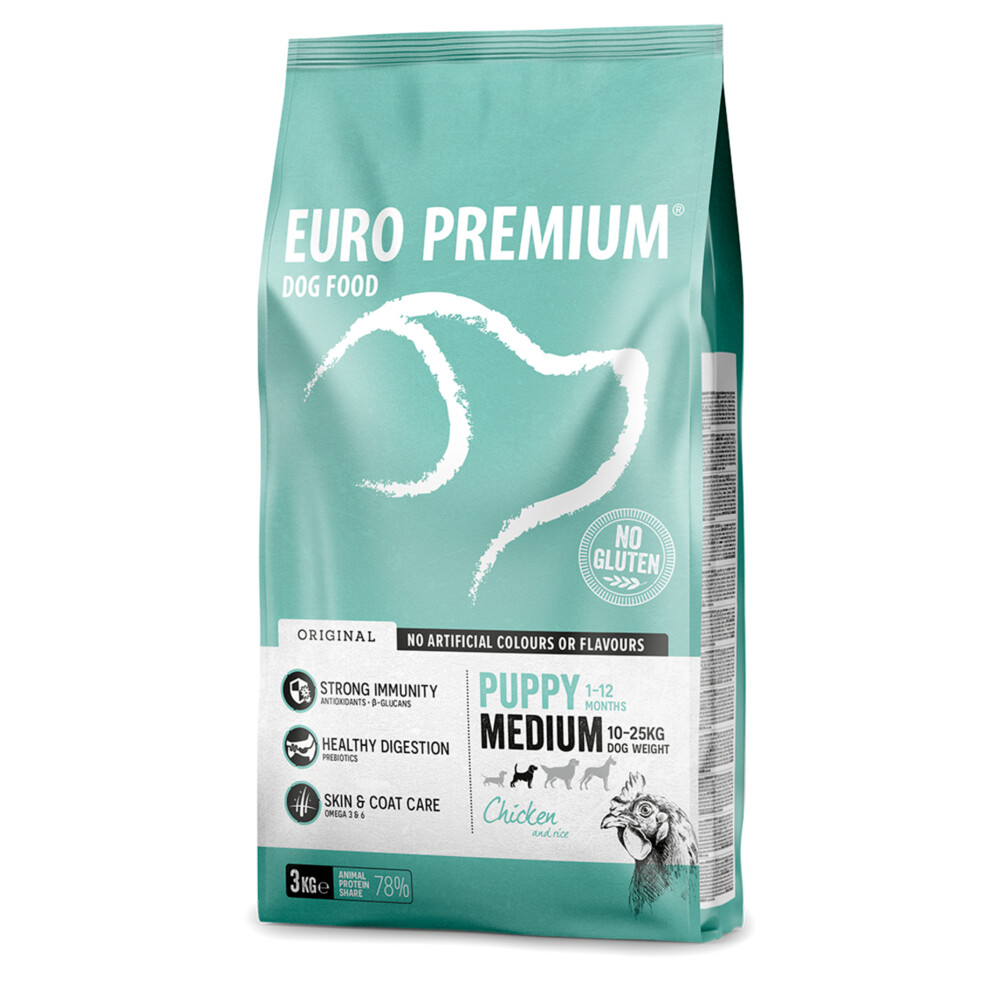 Euro-Premium Puppy Medium Kip - Rijst3 kg
