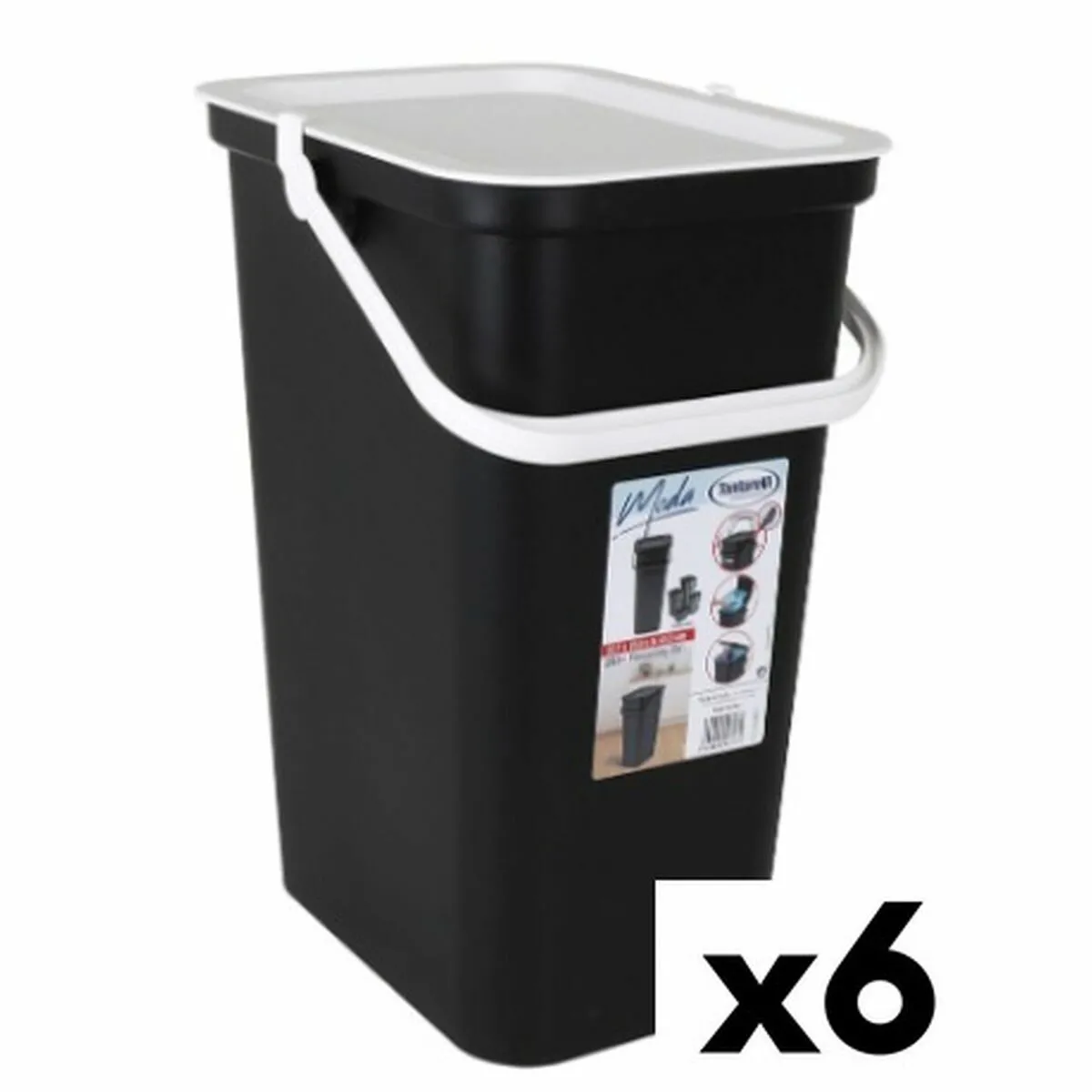 Tontarelli Moda 24L Poubelle recyclage - Blanc Noir (6 unités)