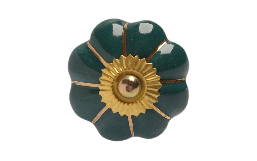 Möbelgriff handgemacht, Ø 4 cm, Dunkelgrün/GoldMöbelknauf einfarbig
