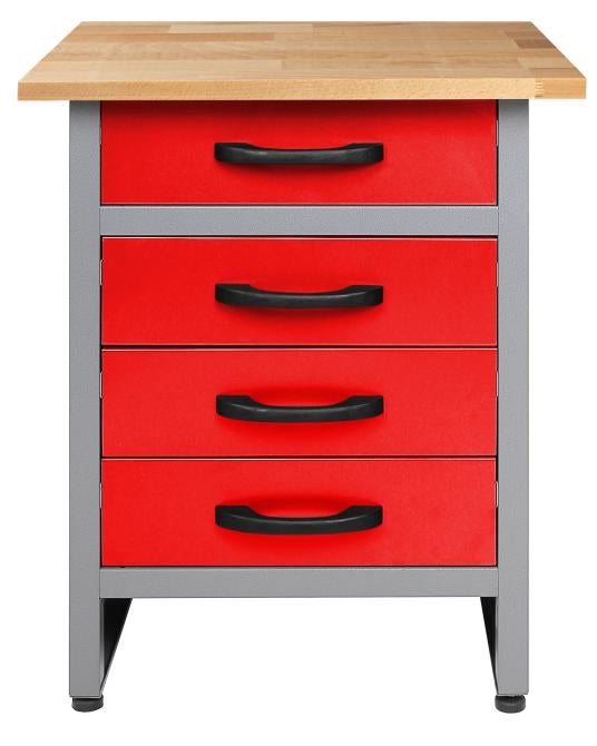 Ondis24 Bernd werkbank, 60 cm, rood, H85, 4 laden