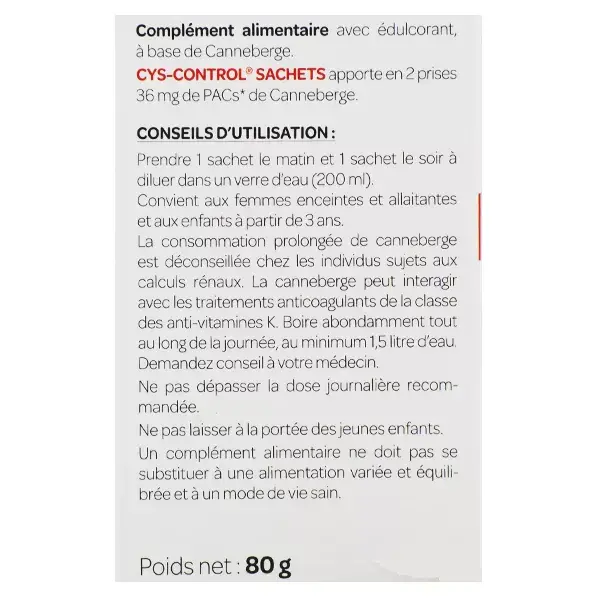 Arkopharma Cys-Control Cranberry 20 sachês