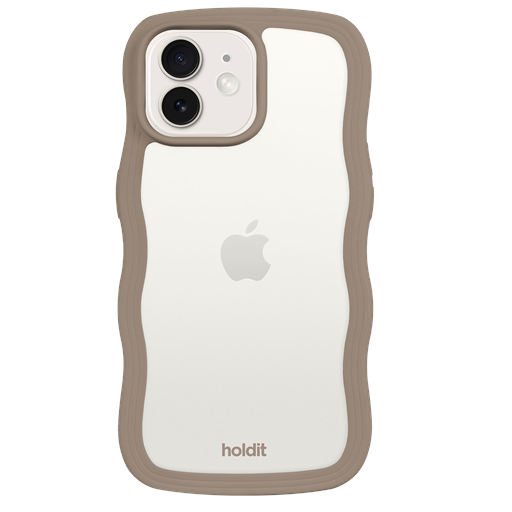 holdit Iphone 12/12 Pro Transparent Wavy Cover, Mocha Brown/Transparent