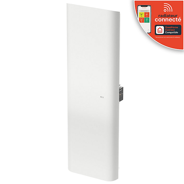 Radiateur connecté électrique à inertie sèche GoodHome Florya blanc 1500W vertical