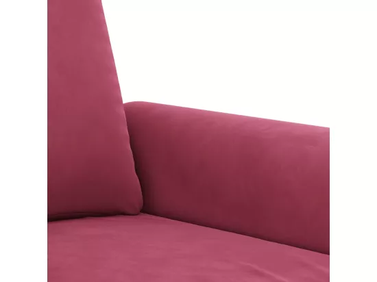 Ensemble de canapés 2 pièces avec coussins rouge bordeaux velours