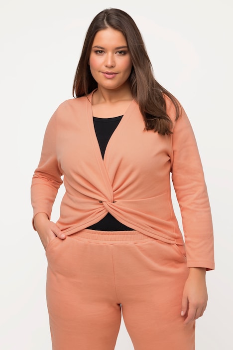 Sweatshirt, kurz, V-Ausschnitt, Langarm, Biobaumwolle