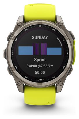 Montre GPS Garmin Fénix 8 Solar - 47 mm Sapphire Titane Carbon Gray DLC avec Bracelet en Silicone Jaune Graphite