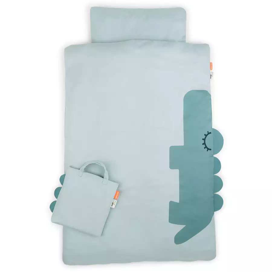 Done by Deer™ Bettwäsche-Set Junior Sleepy 100 x 140 cm Croco Blau