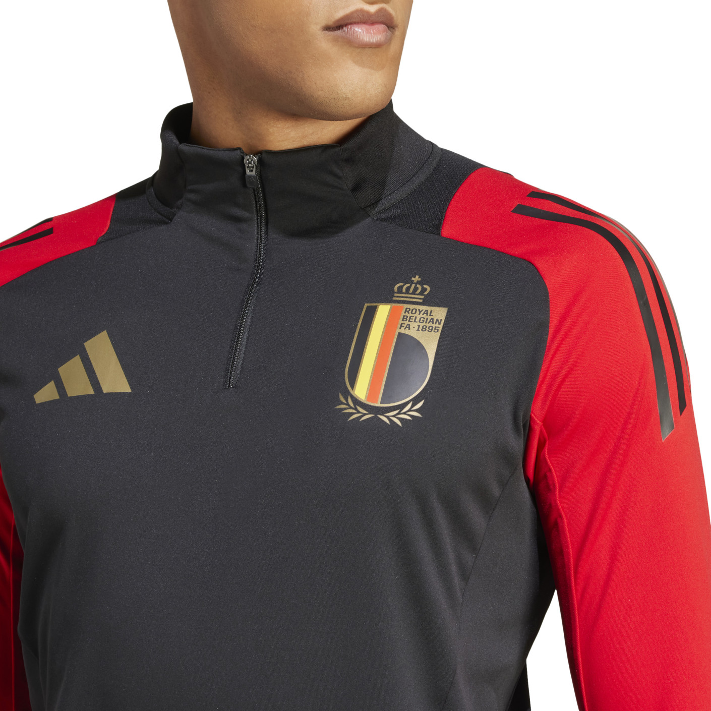 adidas België Trainingspak 1/4-Zip 2024-2026 Zwart Rood Goud