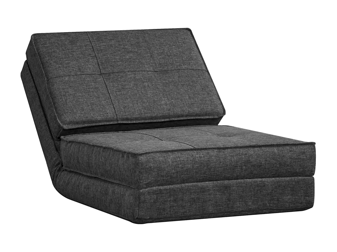 Chauffeuse - matelas d'appoint pliant - fauteuil convertible - inclinaison dossier réglable 5 positions - tissu polyester aspect lin gris