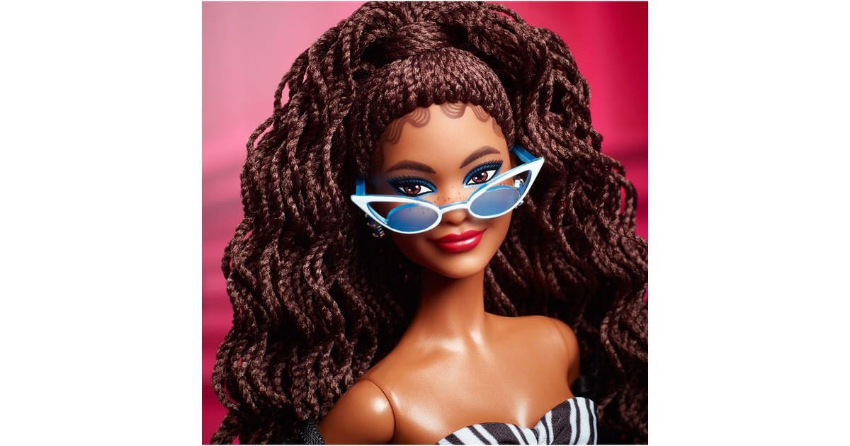 BarbieSignature - 65th Anniversary Collectible - Brown hair, black and white gown Pop  (65e verjaardag)