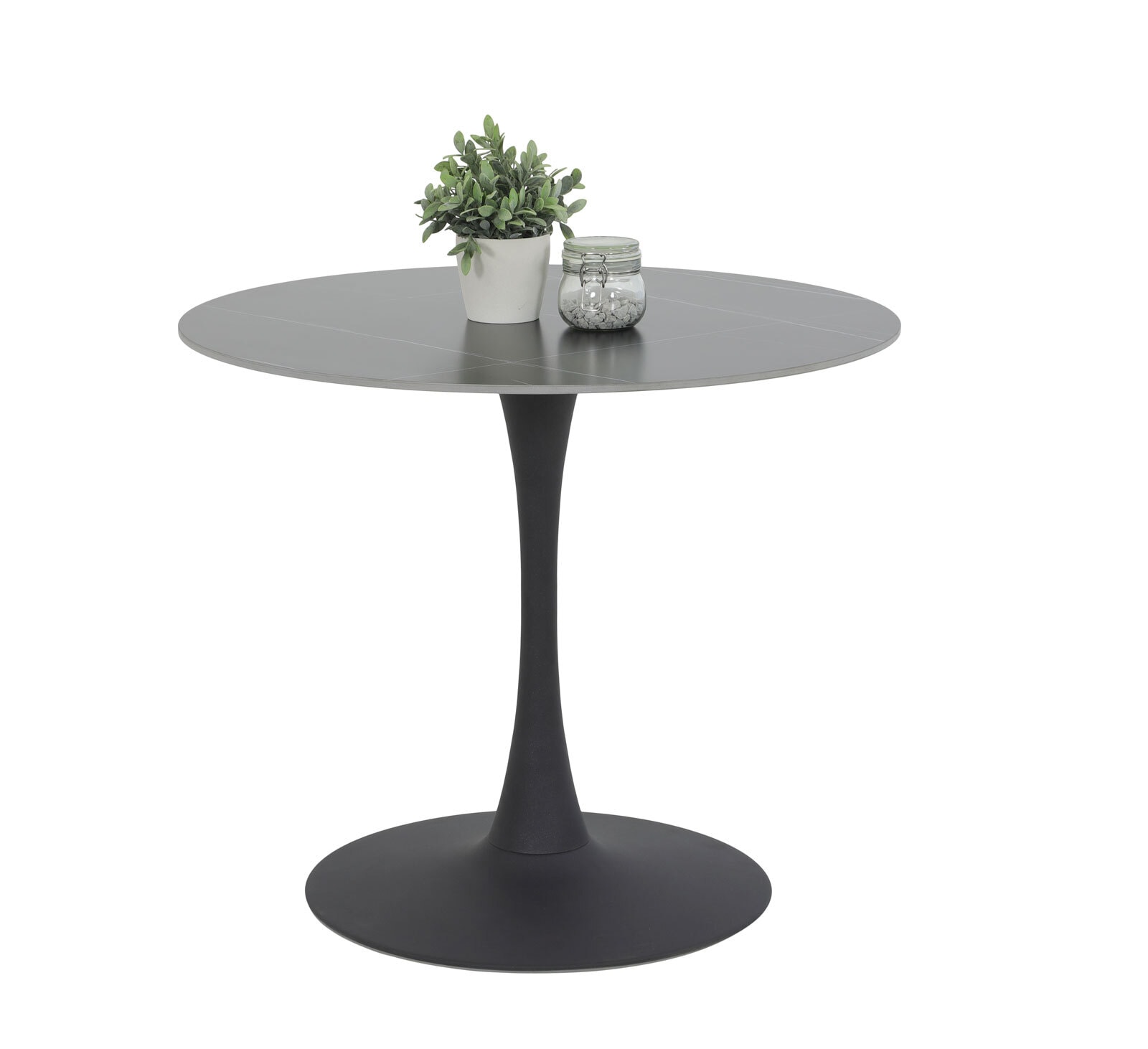 Esstisch Paola Sintered Stone matt schwarz 90x76x90 cm