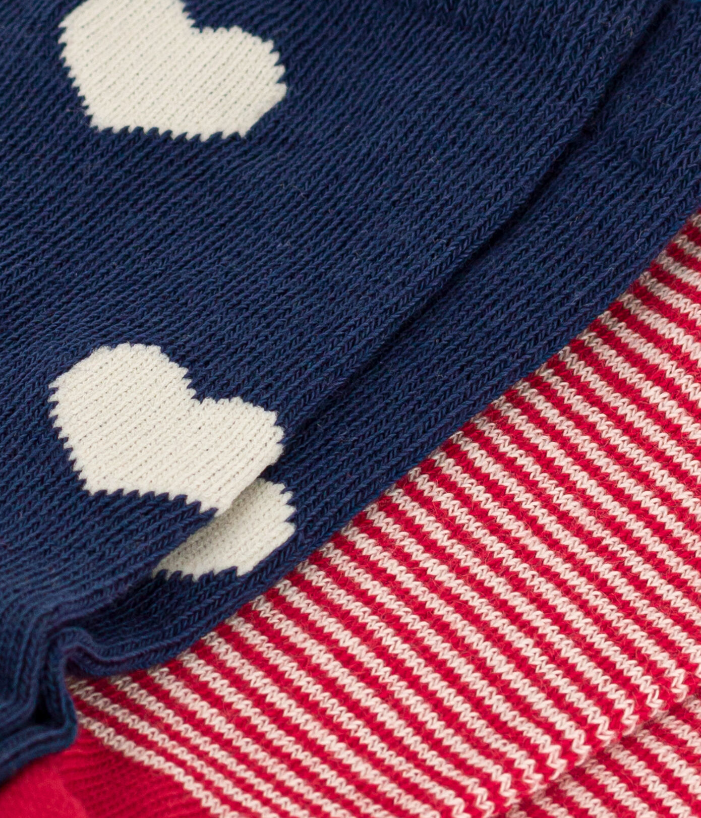 Lot de 2 paires de chaussettes cœurs en jersey de coton enfants