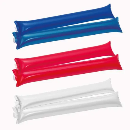 Macma Klatschstangen aufblasbar, 6 Stück je 2x blau, rot und weiß
