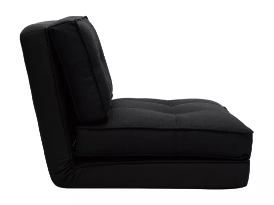Chauffeuse 1 place convertible en tissu noir SALLY
