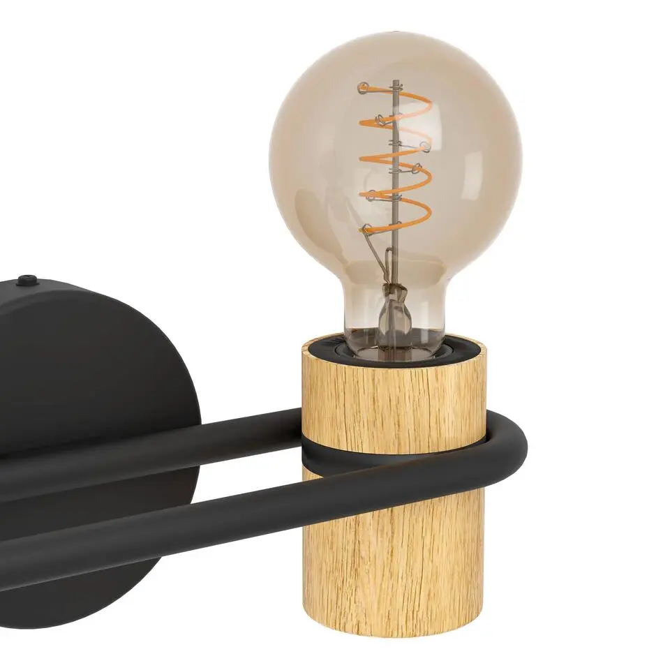 EGLO Chieveley Wandlamp - E27 - 28.5 cm - Zwart
