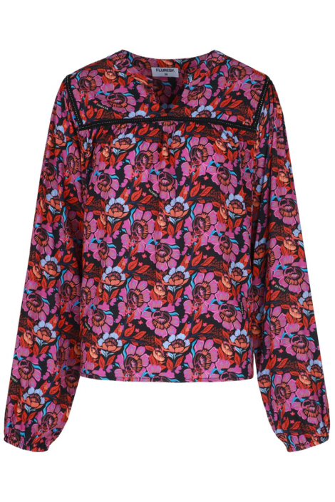 Fluresk paarse dames blouse